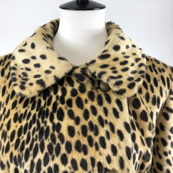 SOLD VTG Faux Fur Cheetah Print Long Coat - Picture 2 of 16